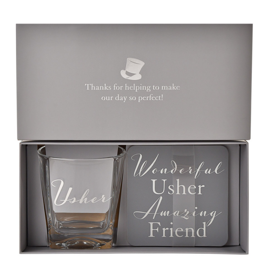 Usher Gift - Whisky Glass and Coaster