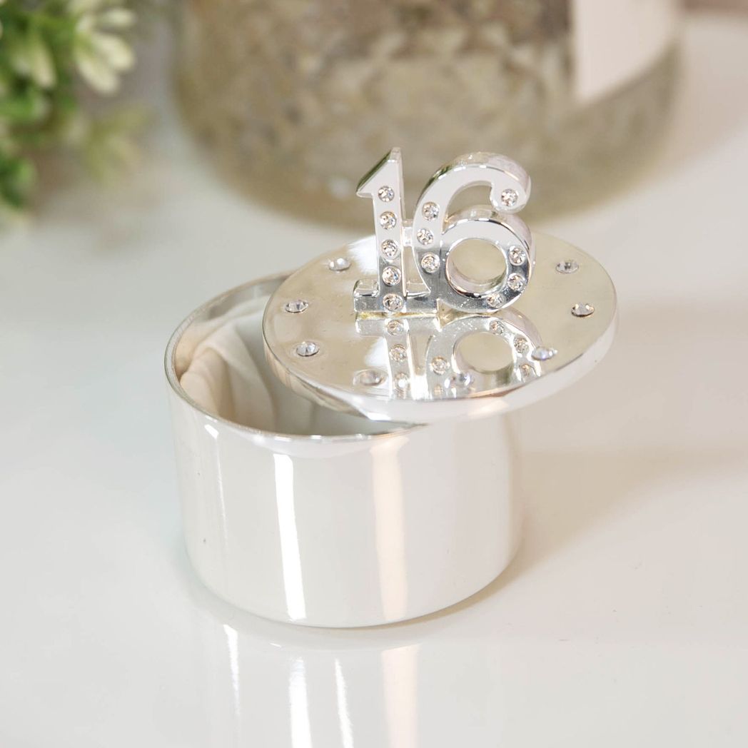 Milestones Silverplated Trinket Box With Crystal 16