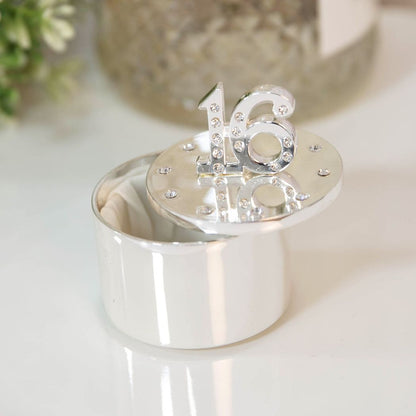 Milestones Silverplated Trinket Box With Crystal 16
