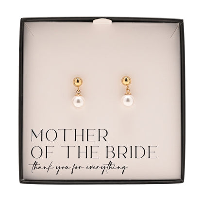 Amore Gold Plated Earrings Faux Pearl - Mother Of The Bride
