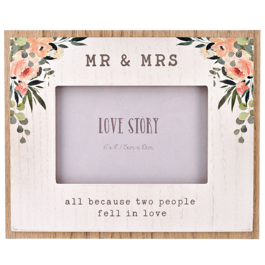Mr & Mrs  Photo Frame 6" x 4 - Wedding Gift