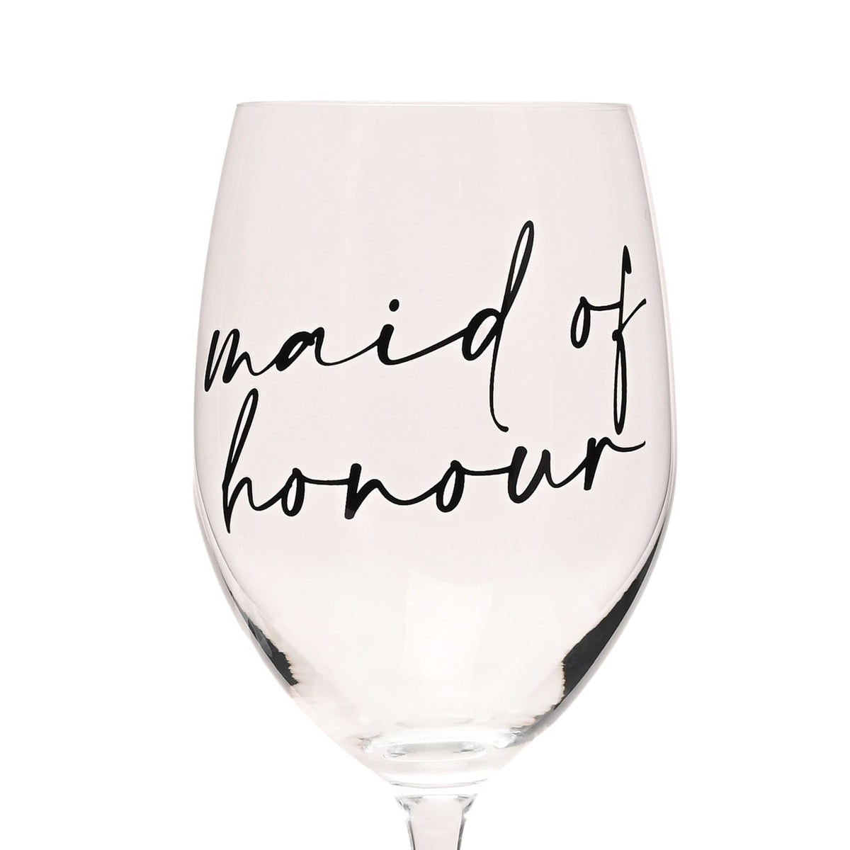 Amore Wine Glass Black Words - Maid Of Honour