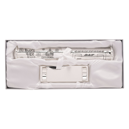 Silverplated "Christening Day" Tube with stand