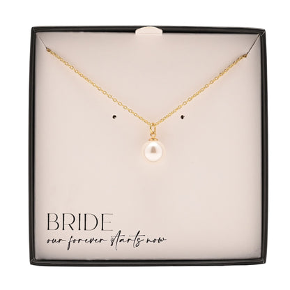Amore Silver Plated Necklace Faux Pearl - Bride