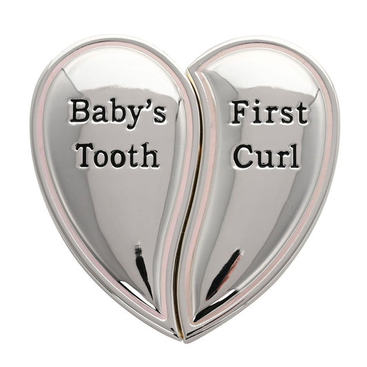 Baby Tooth & Curl Set - Heart Silver Plated