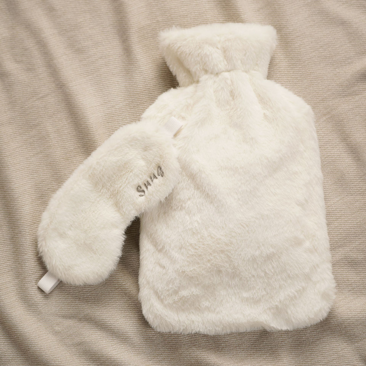 Snug Hot Water Bottle & Eye Mask Set - White