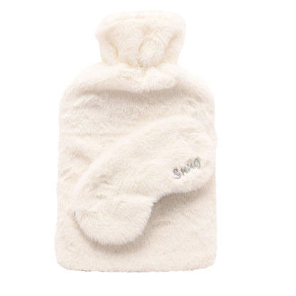 Snug Hot Water Bottle & Eye Mask Set - White