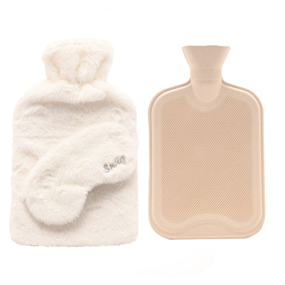Snug Hot Water Bottle & Eye Mask Set - White