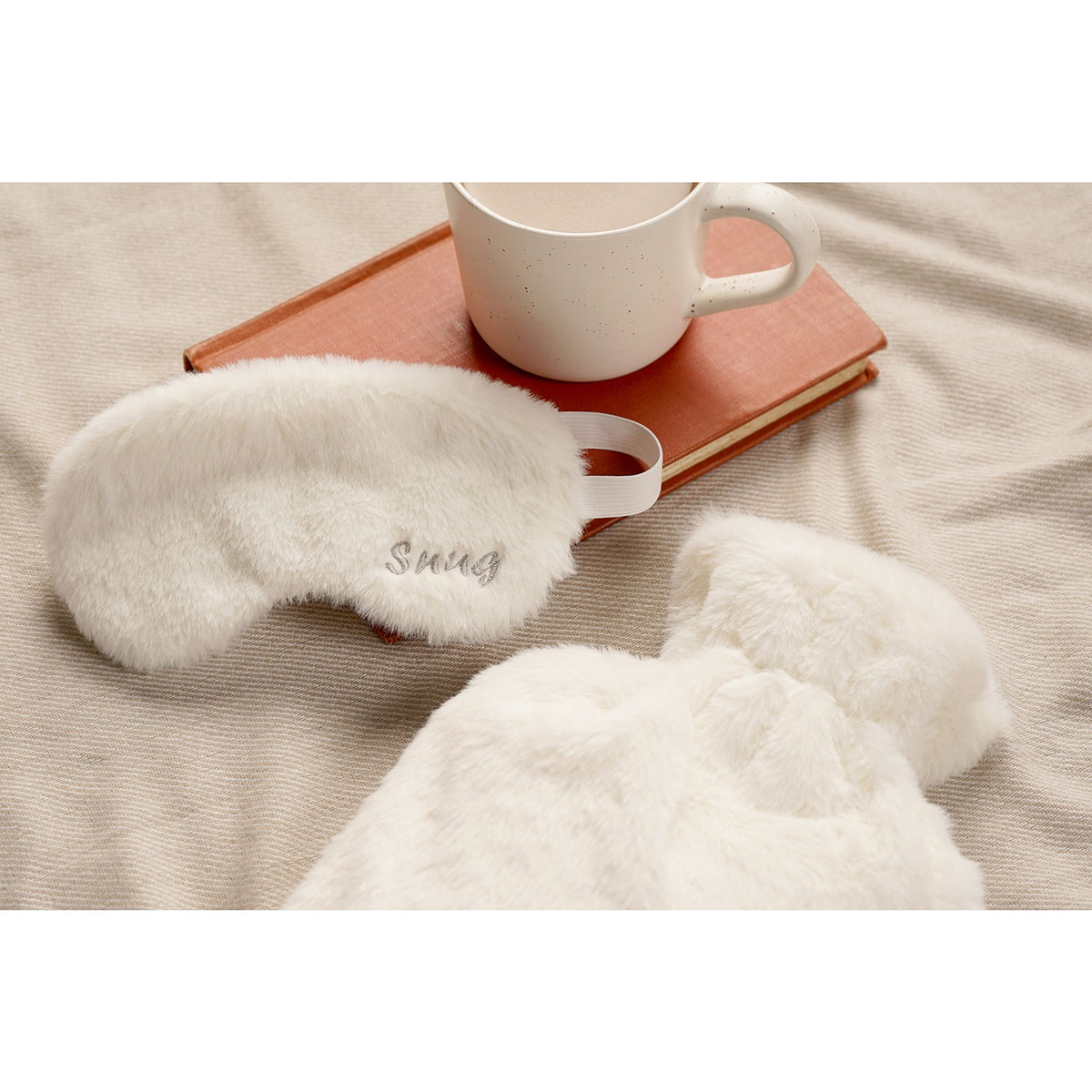 Snug Hot Water Bottle & Eye Mask Set - White