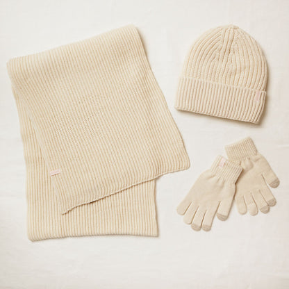 Cosy Knit Hat Glove & Scarf Gift Set For Her - Ivory