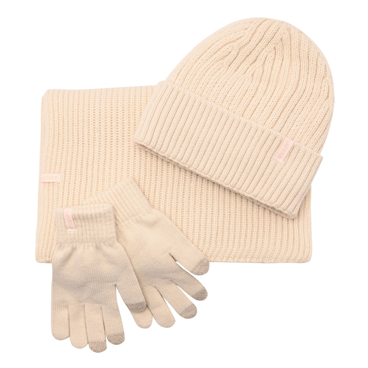 Cosy Knit Hat Glove & Scarf Gift Set For Her - Ivory