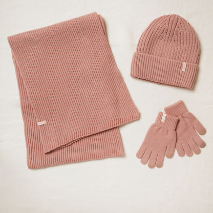Cosy Knit Hat Glove & Scarf Gift Set - Blush Pink