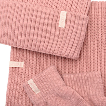 Cosy Knit Hat Glove & Scarf Gift Set - Blush Pink