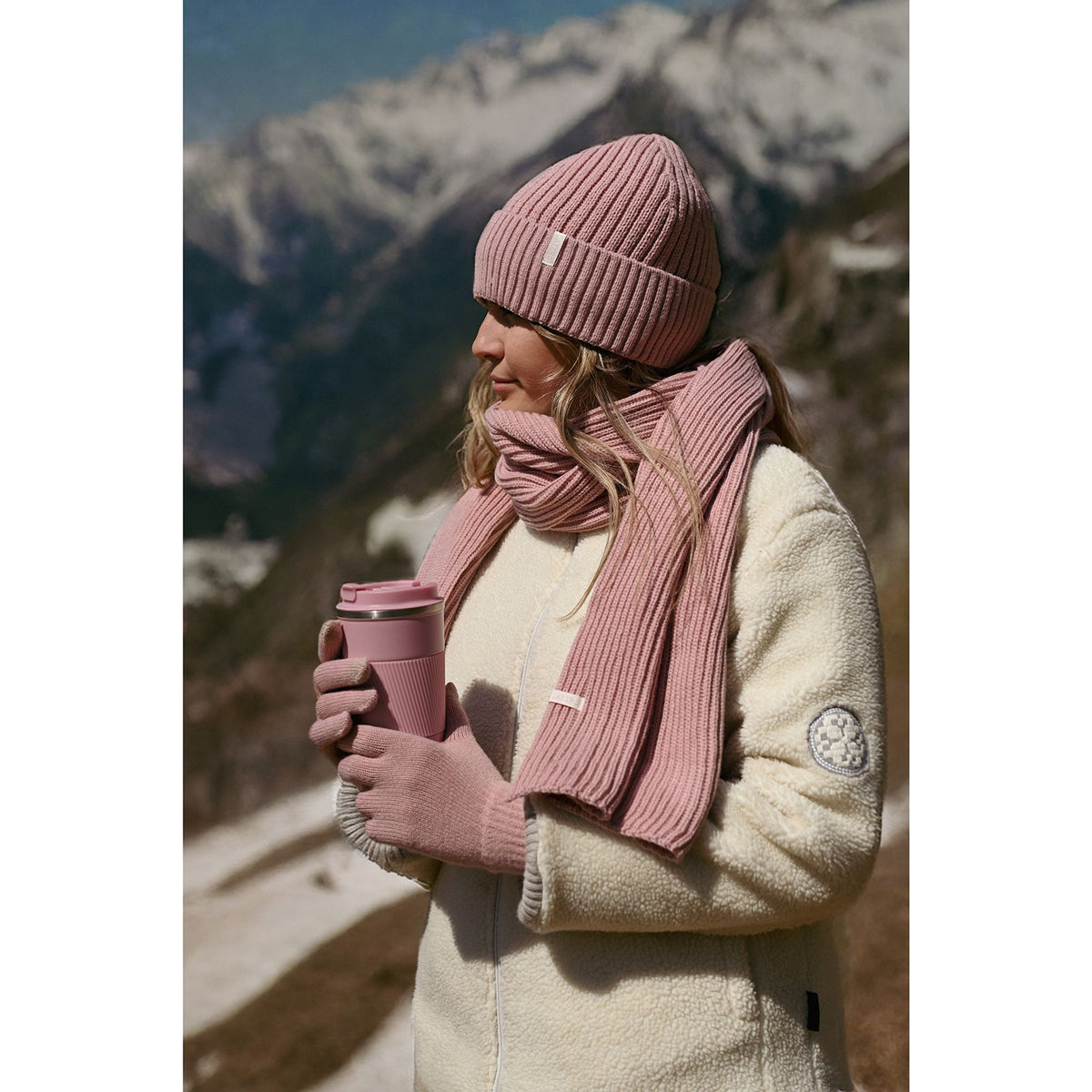Cosy Knit Hat Glove & Scarf Gift Set - Blush Pink