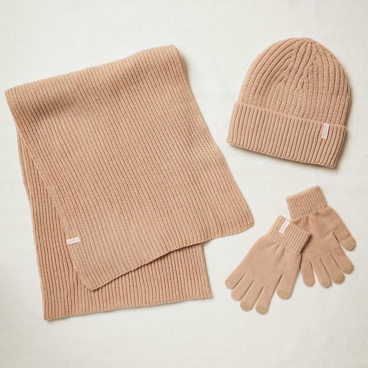 Cosy Knit Hat Glove & Scarf Gift Set - Nude