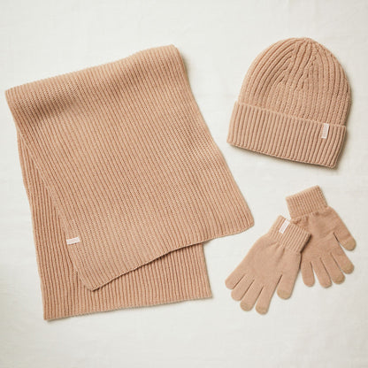 Cosy Knit Hat Glove & Scarf Gift Set - Nude
