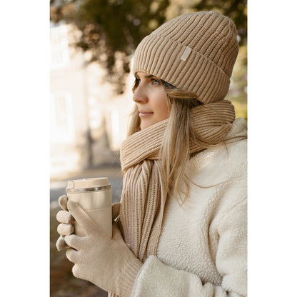 Cosy Knit Hat Glove & Scarf Gift Set - Nude