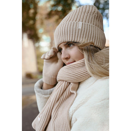 Cosy Knit Hat Glove & Scarf Gift Set - Nude