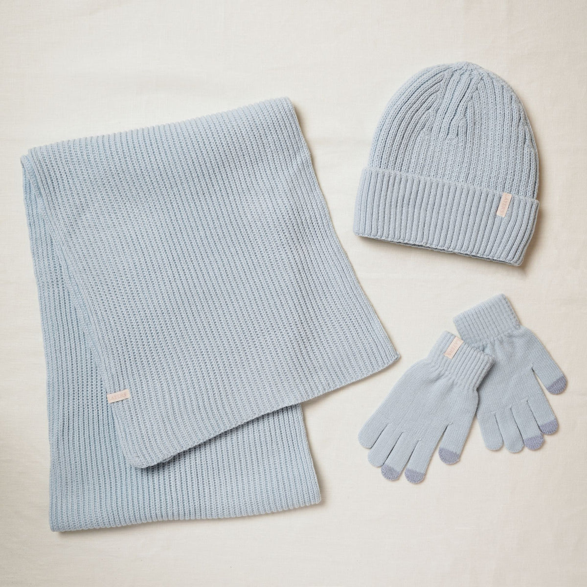 Cosy Knit Hat Glove & Scarf Gift Set - Powder Blue