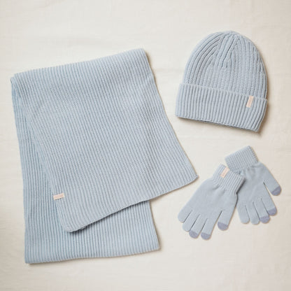 Cosy Knit Hat Glove & Scarf Gift Set - Powder Blue
