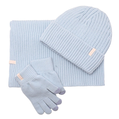 Cosy Knit Hat Glove & Scarf Gift Set - Powder Blue