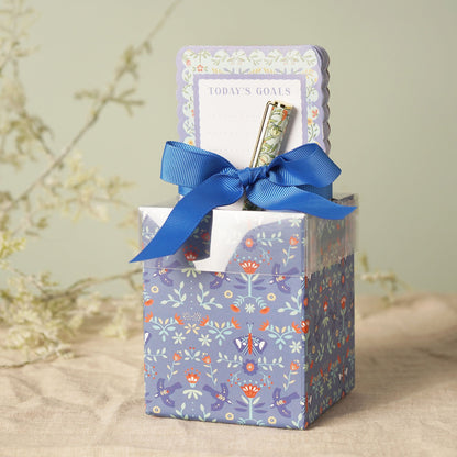 Floral Pen Pot Pen & Notebook Gift Set