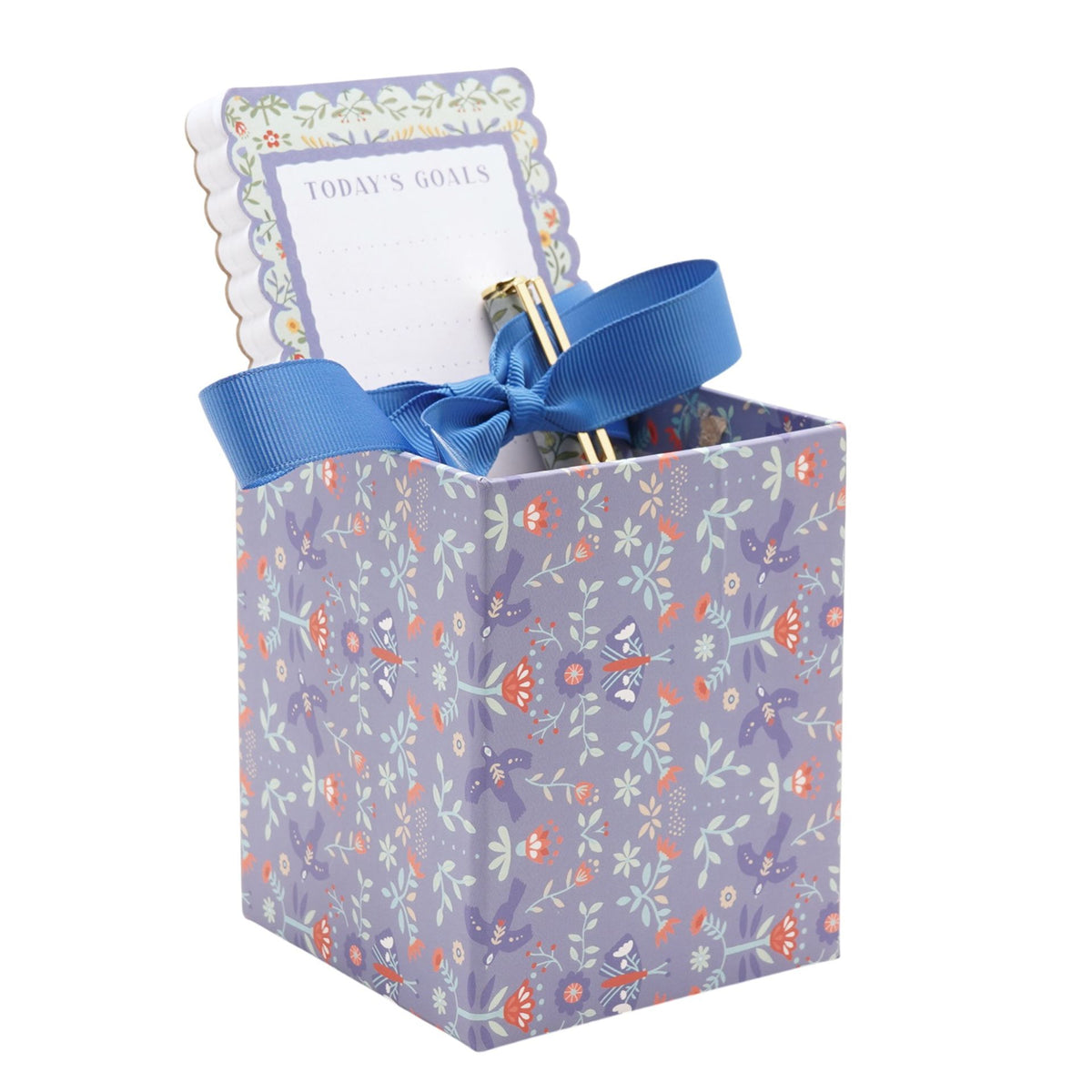 Floral Pen Pot Pen & Notebook Gift Set