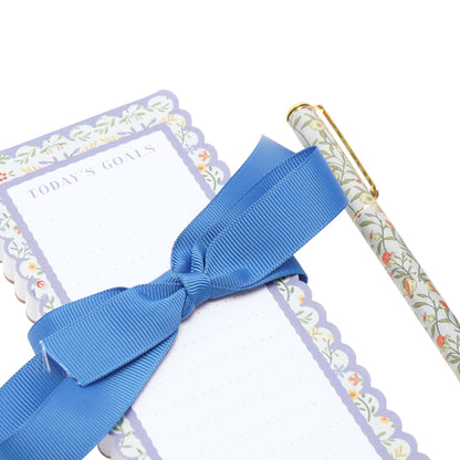 Floral Pen Pot Pen & Notebook Gift Set