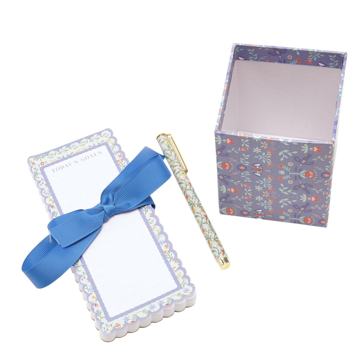 Floral Pen Pot Pen & Notebook Gift Set