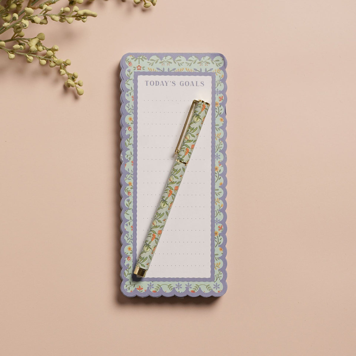 Floral Pen Pot Pen & Notebook Gift Set