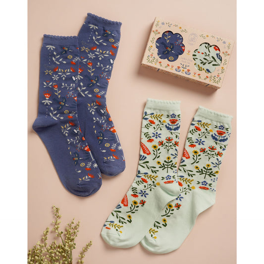 Set of 2 Floral Ladies Sock Pairs