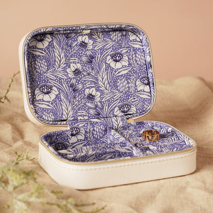 White & Blue Floral Jewellery Box