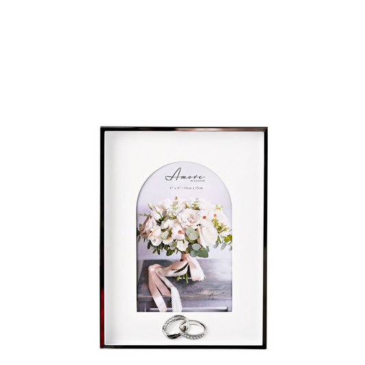 Wedding Anniversary Photo Frame - Box Arch with Rings 4" x 6"