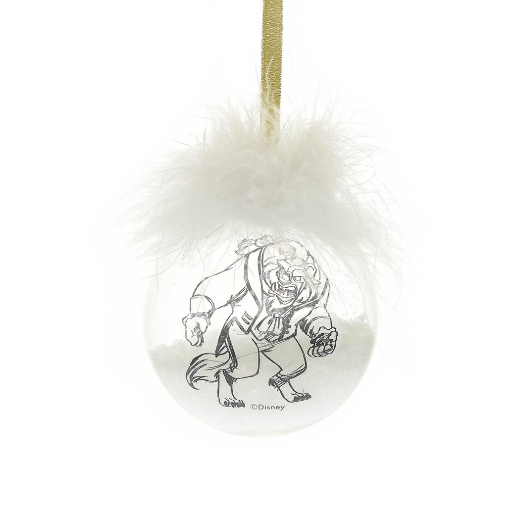 Disney Set of 2 Belle & Beast FeatherChristmas  Baubles