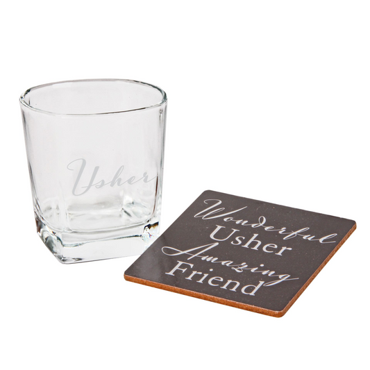 Usher Gift - Whisky Glass & Coaster