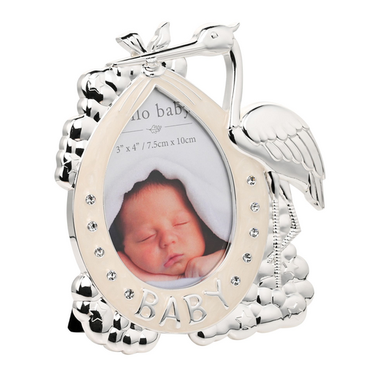 New Baby Silver Plated Photo Frame - Stork