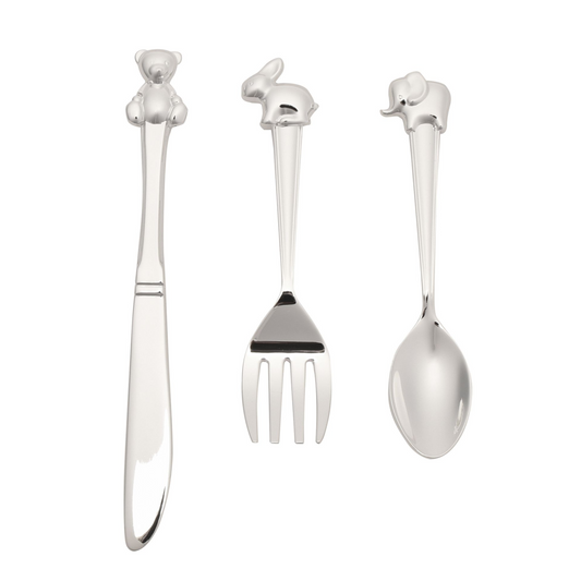 Baby Gift Silver Plated 3pc Cutlery Set with Animals