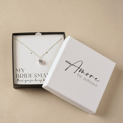 Amore Silver Plated Necklace Crystal Pendant - Bridesmaid