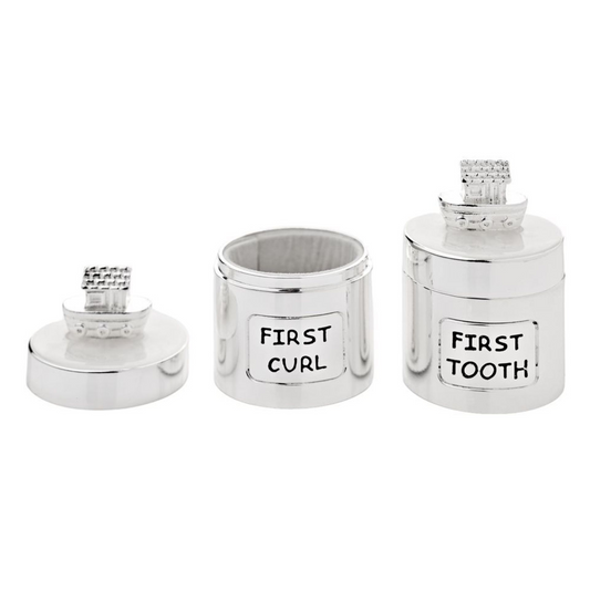 Baby Silver Plated Tooth & Curl Set Noah's Ark - Cream