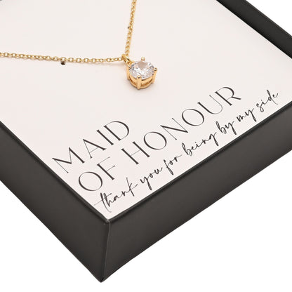 Amore Gold Plated Necklace Crystal Pendant - Maid Of Honour