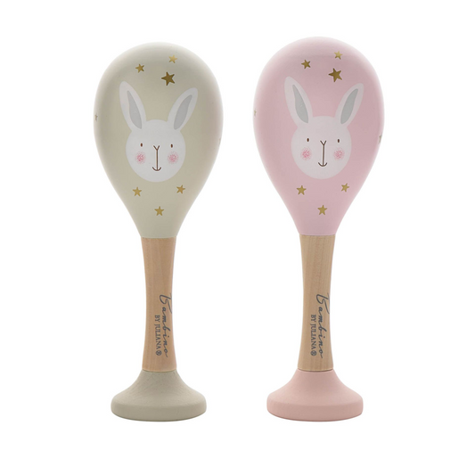 Toy Wooden Maracas Rabbit Pink