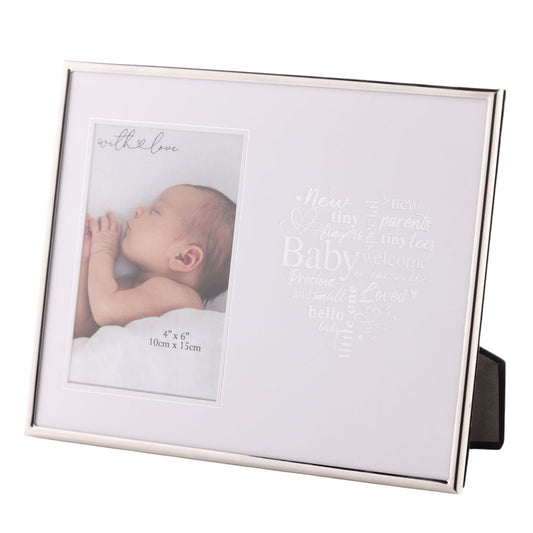 Baby Silver Heart Photo Frame 4" x 6"