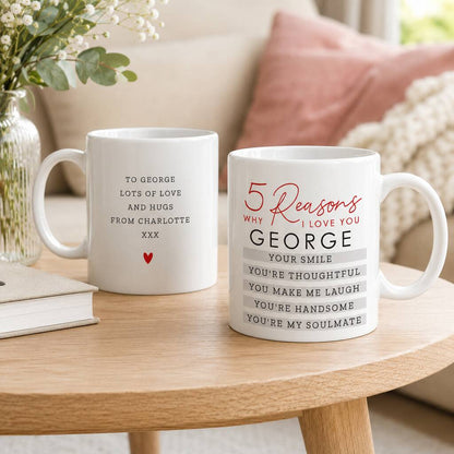 Anniversary Gifts Personalised Five Reasons Why I Love You Mug