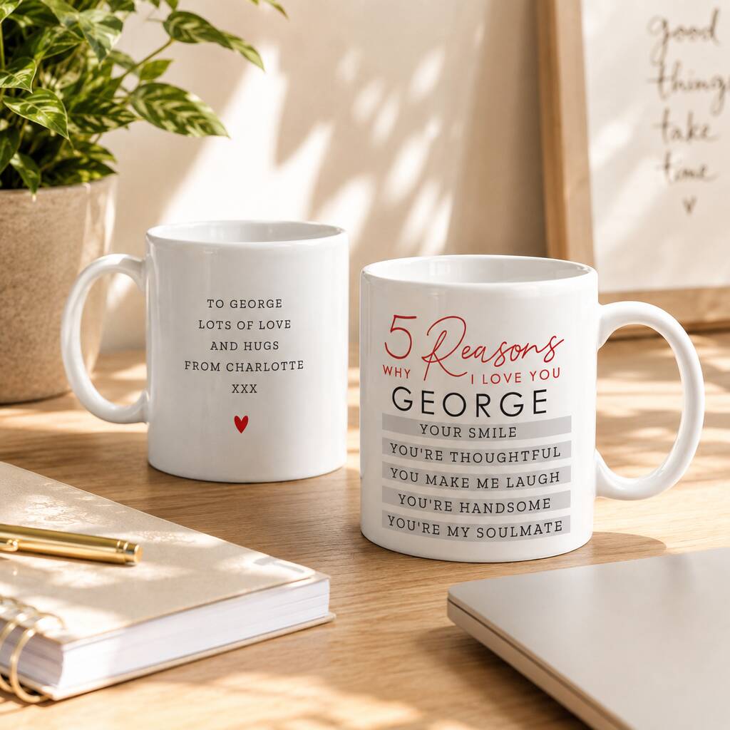 Anniversary Gifts Personalised Five Reasons Why I Love You Mug