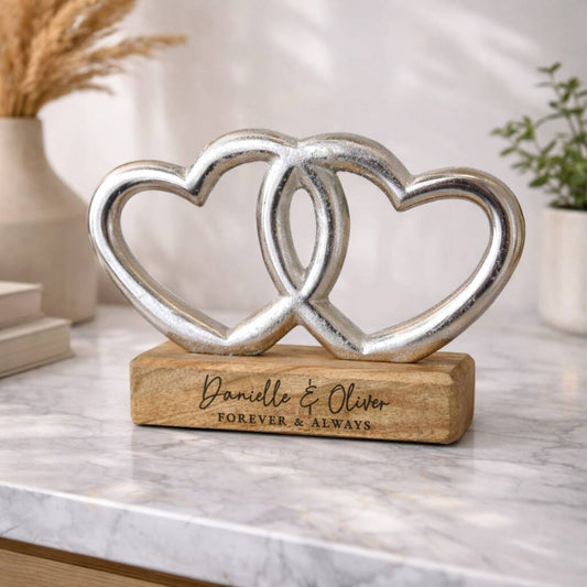 Anniversary Gifts Personalised Double Heart Ornament