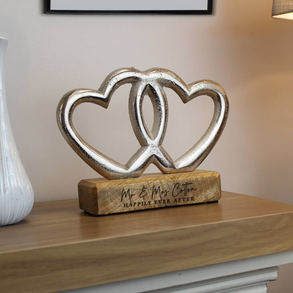Anniversary Gifts Personalised Double Heart Ornament