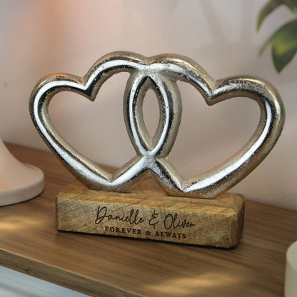 Anniversary Gifts Personalised Double Heart Ornament