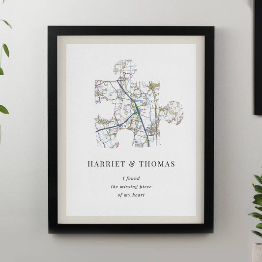 Anniversary Gifts Personalised Jigsaw Map Location Print