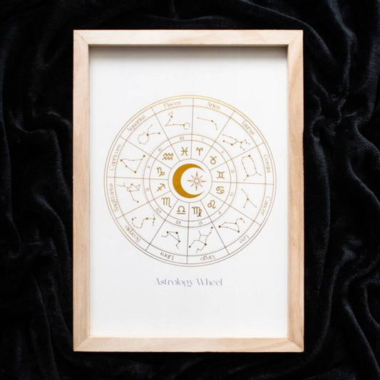 Astrology Wheel Gold Foil Art Print Home Decor