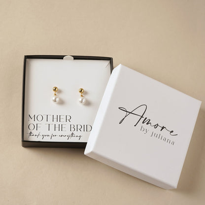 Amore Gold Plated Earrings Faux Pearl - Mother Of The Bride